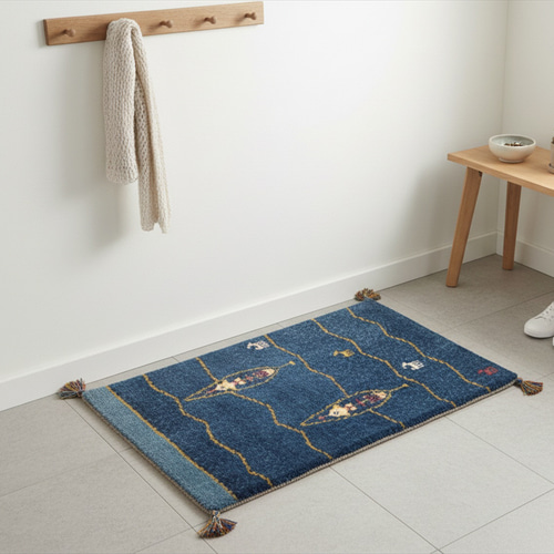 ギャッベ79x52cm ペルシャ絨毯 手織り ギャベ 玄関マットラグ 絨毯 ☆ペルシャ絨毯 手織りリーズバフトギャッベ 玄関マットMサイズ