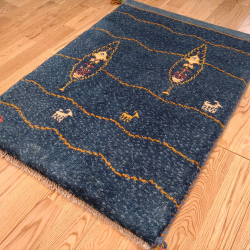 特価22%OFF】ペルシャ ギャッベ 玄関マット 85×60 青 藍色 糸杉 特価22%OFF】ペルシャ ギャッベ 玄関マット 85×60 青 藍色 糸杉