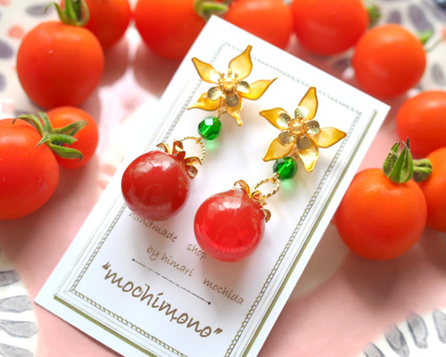 【おもちママ♥プロフ確認願い♥】おまとめ3点　ディップアート　イヤリング 鬼灯（ほおずき）のピアスorイヤリング ピアス（フック