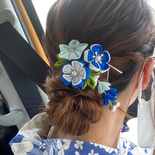 【本日特価】 夏祭り 浴衣髪飾り 受注制作) 花火大会 髪 つまみ細工 七五三 ファッション雑貨