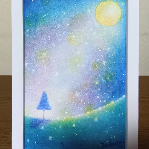 パステル画（原画）空。 パステルアート 星空のシャワー パステル画原画 絵画 T's Arts