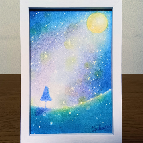 パステル画（原画）空。 パステルアート オーロラ色の空に羽ばたいて パステル画原画