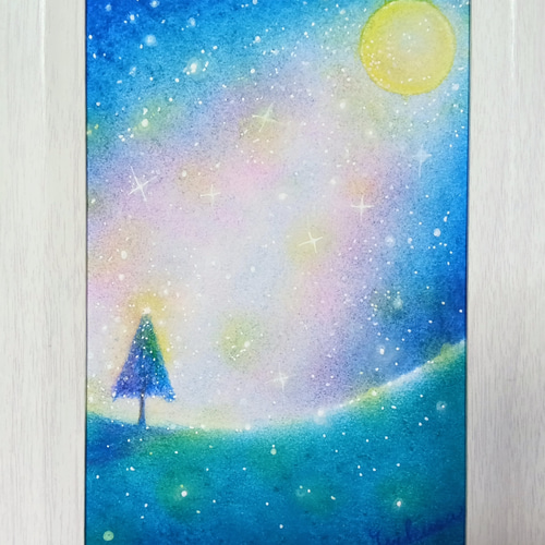 パステルアート 星空のシャワー クリスマスVer パステル画原画 絵画