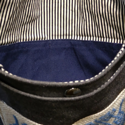 こぎんトートバッグ(黒帆布)青刺繍 3枚目の画像