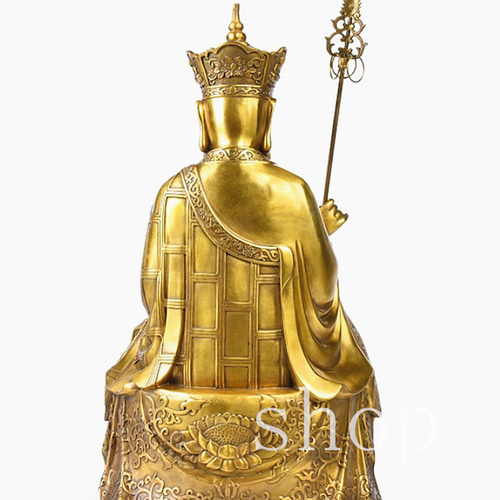 MD207現代上品な工芸品 純銅製 蓮に座る 宝冠を冠る 地蔵王菩薩仏像 鎮
