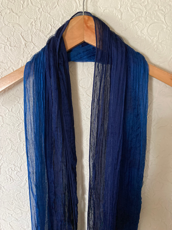 天然藍染　絹ストール天の羽衣 5枚目の画像