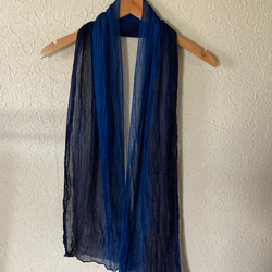 天然藍染　絹ストール天の羽衣 3枚目の画像
