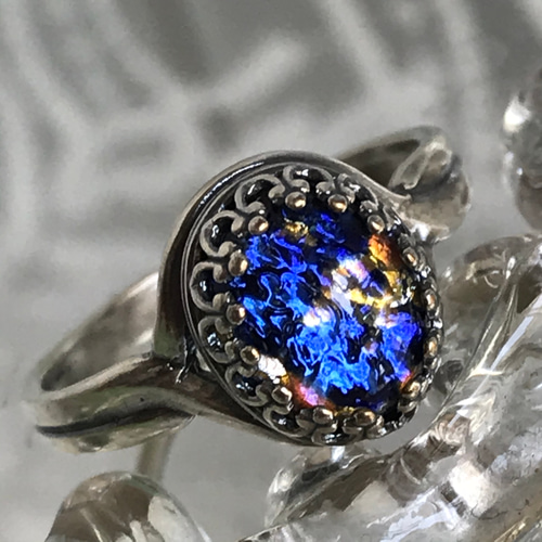 1950年代 西ドイツ製 vintage glass ブルーフラッシュring (SV925