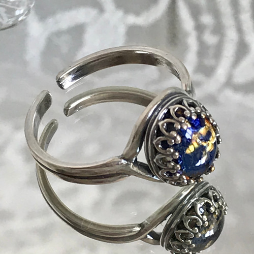 1950年代 西ドイツ製 vintage glass ブルーフラッシュring