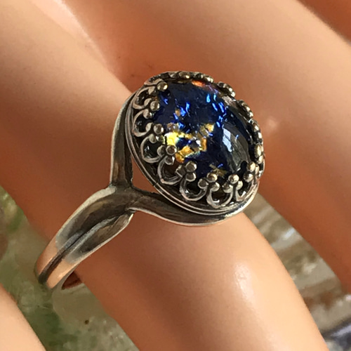 1950年代 西ドイツ製 vintage glass ブルーフラッシュring