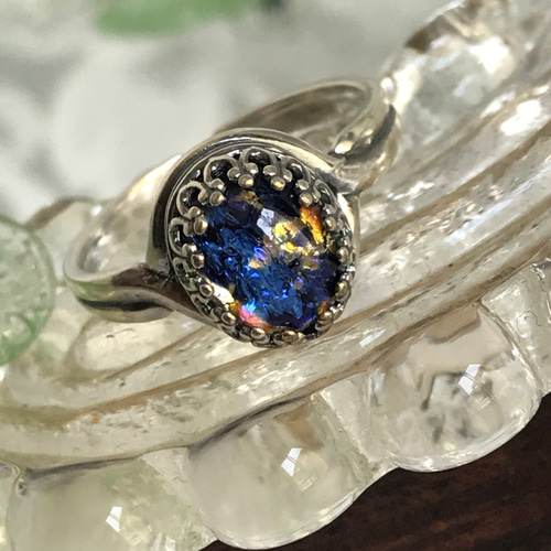 1950年代 西ドイツ製 vintage glass ブルーフラッシュring