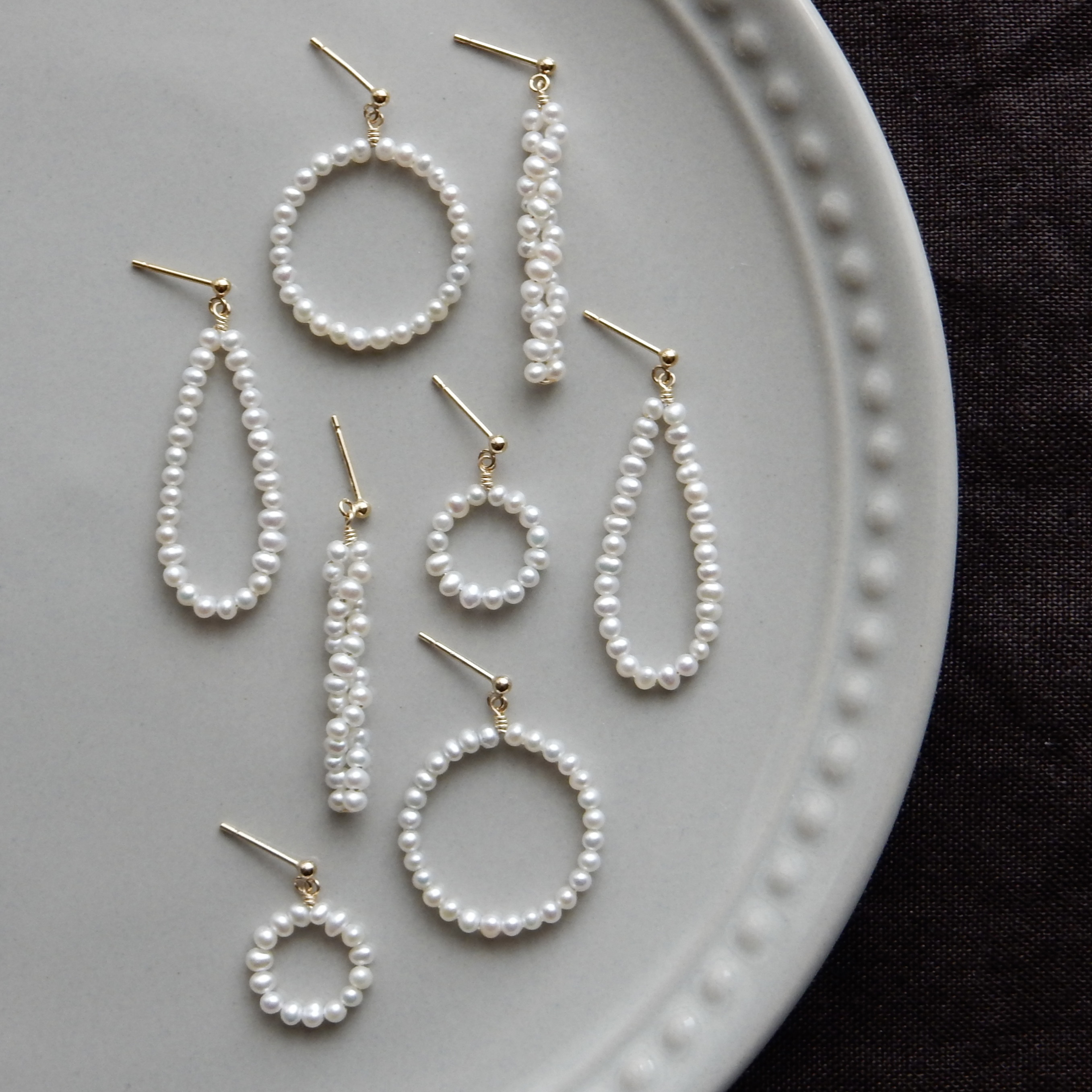 〖選べる4種〗淡水パールシンプルピアス/イヤリング 14kgf【1159】