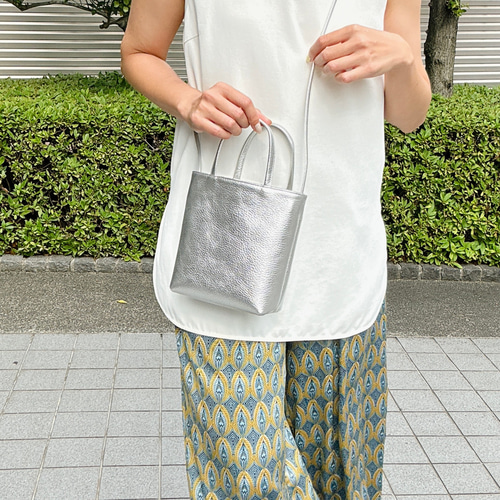 ポシェット 本革 ミニショルダー シルバー 日本製 ブランクレ blancle ブランクレ ショルダー S.LEATHER CYLINDER BAG bc1227