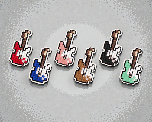 ギター【ワッペン】アップリケ ロック 楽器 音楽 バンド 刺繍 かわいい