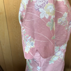 和柄プリント　ピンク　かりゆしウェア　レディースMサイズ（沖縄、琉球、紅型柄、アロハ）No.63 5枚目の画像