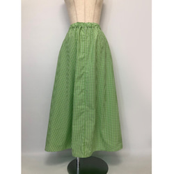 SALE】 黄緑 マキシ丈上質タイプライタークロス ゴムウエスト ロング