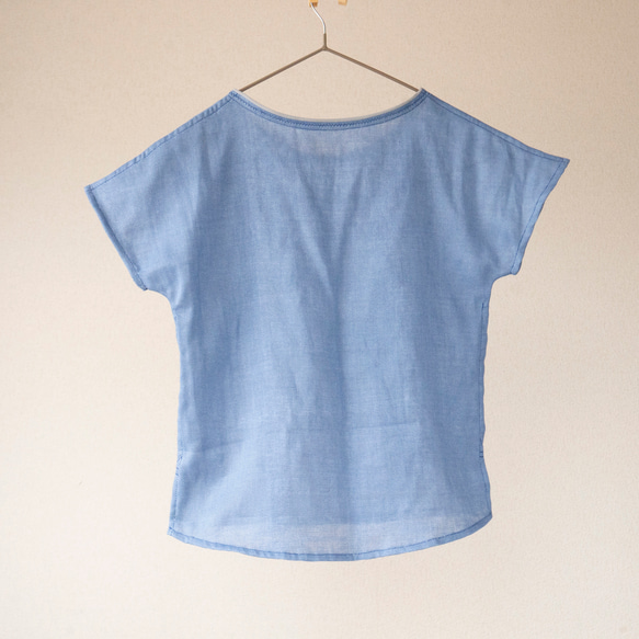 空色ガーゼのフレンチスリーブシャツ／120〜140cmくらい 7枚目の画像