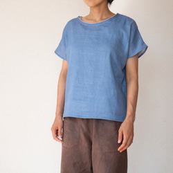 空色ガーゼのフレンチスリーブシャツ／フリーサイズ 3枚目の画像