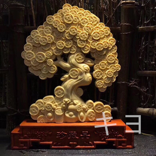 金づるの木 崖柏木彫 飾り置物 精密細工 彫刻 キヨ 通販 14303923