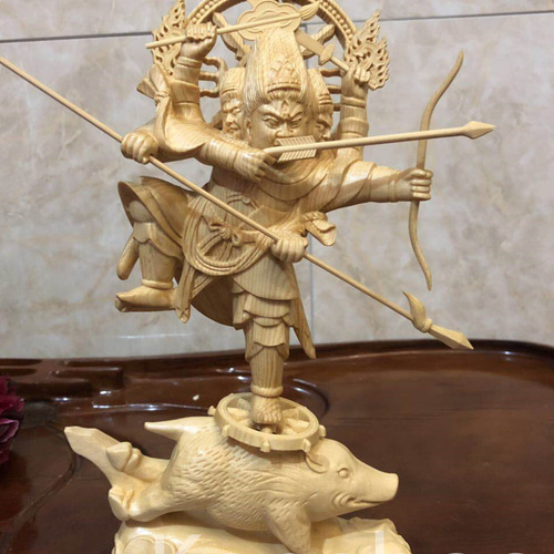 最高級 木彫り 仏像 摩利支天立像 一刀彫 天然木檜材 彫刻 仏教 最高級 木彫り 仏像 摩利支天立像 一刀彫 天然木檜材 彫刻 仏教