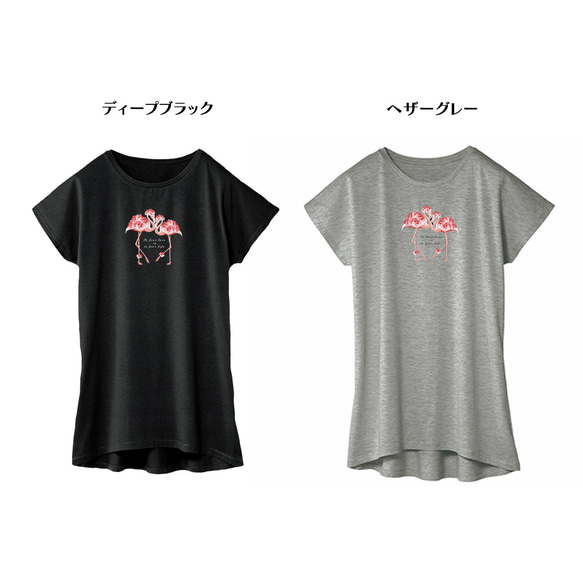 花とフラミンゴのチュニック・ドルマンワンピTシャツ Mサイズ 3枚目の画像