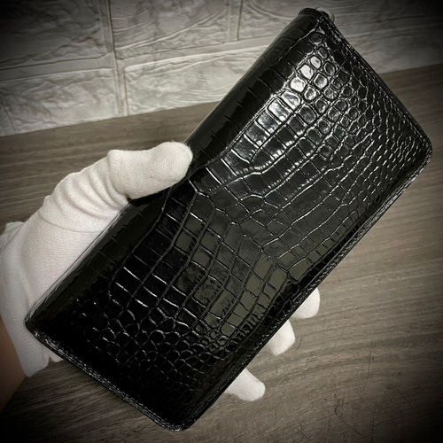 ☆定番の長財布☆ クロコダイル 長財布 大容量 ブラック メンズ