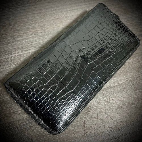 ☆定番の長財布☆ クロコダイル 長財布 大容量 ブラック メンズ ☆定番の長財布☆ クロコダイル 長財布 大容量 ブラック メンズ