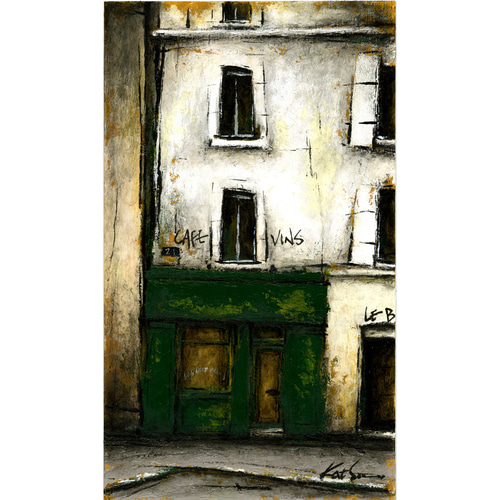 【真作】絵画　阪倉宜暢　油彩8号　パリの食料品店　パリの風情漂う油絵　X160 agmotokawa_nakano-monmartrnopanya