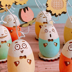 【夏限定】木製卵のチルでベイビーなおじさん✻おじチル　#cアプリコットオレンジ　プレゼント　オーナメント　オブジェ 6枚目の画像