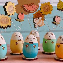 【夏限定】木製卵のチルでベイビーなおじさん✻おじチル　#cアプリコットオレンジ　プレゼント　オーナメント　オブジェ 13枚目の画像