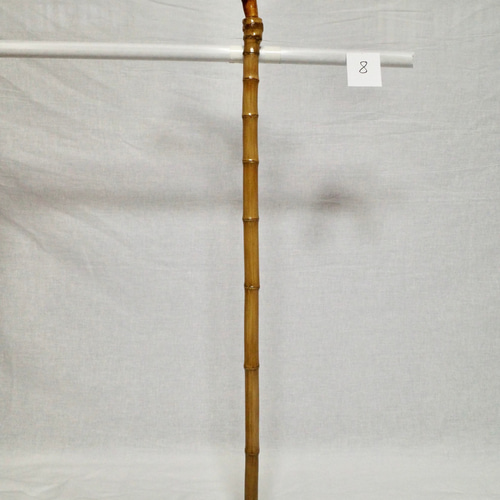 竹杖 ステッキ⑧ 竹根鞭細工 漆塗り ねぶち 希少 国産 破竹根付 吉野杉