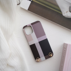 色が選べる ★ スマホショルダー ストラップ付き iphoneケース クラシカルチェック柄 5枚目の画像