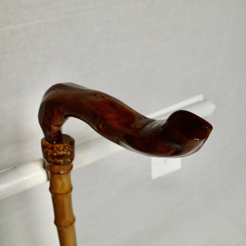 販売特注品 - 竹杖 ステッキ① 竹根鞭細工 漆塗り ねぶち 希少 国産