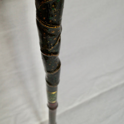 竹杖 ステッキ13 竹根鞭細工 漆塗 螺鈿仕様 ねぶち 希少 国産 亀甲竹 新品 10枚目の画像