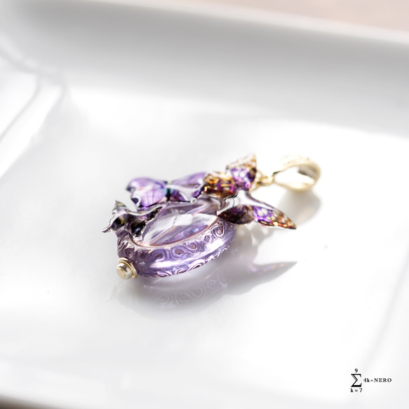 首飾り レトロな飴 夜 紫 蝶々を添えて　〈 ネックレス , チョーカー 〉 6枚目の画像