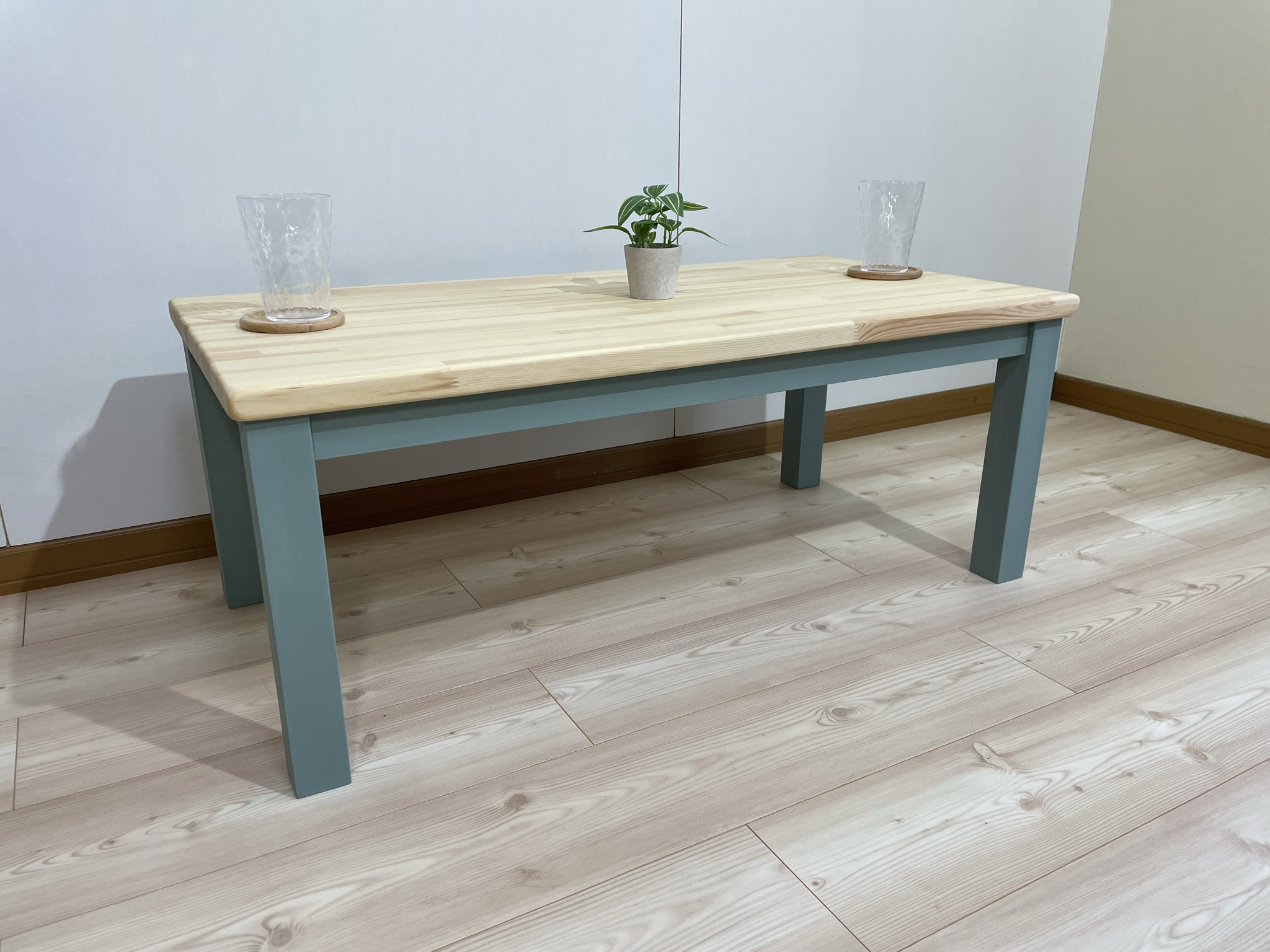 【サイズオーダー可】木のぬくもり感じるロ―テーブル・ﾅﾁｭﾗﾙ×ｸﾞﾘｰﾝ