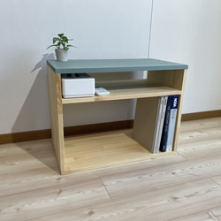 サイズオーダー可】木のぬくもり感じる収納ラック・ナチュラル×グリーン