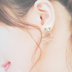 Star bijou×Clear hoop earring／pierce*3974* 8枚目の画像