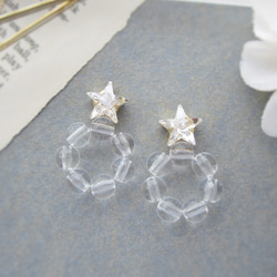 Star bijou×Clear hoop earring／pierce*3974* 4枚目の画像