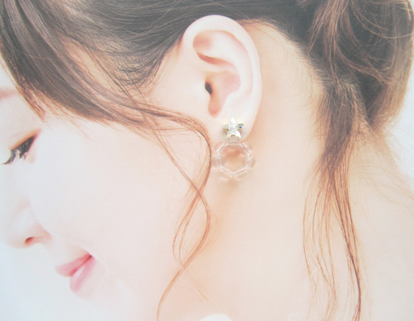 Star bijou×Clear hoop earring／pierce*3974* 5枚目の画像