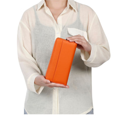 圧倒的な収納力と機能性 イタリアンレザー 大容量 長財布 革財布 本革 オレンジ系 メンズ レディス 5枚目の画像