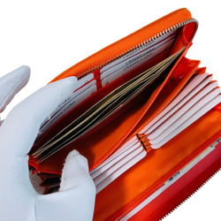 圧倒的な収納力と機能性 イタリアンレザー 大容量 長財布 革財布 本革 オレンジ系 メンズ レディス 8枚目の画像