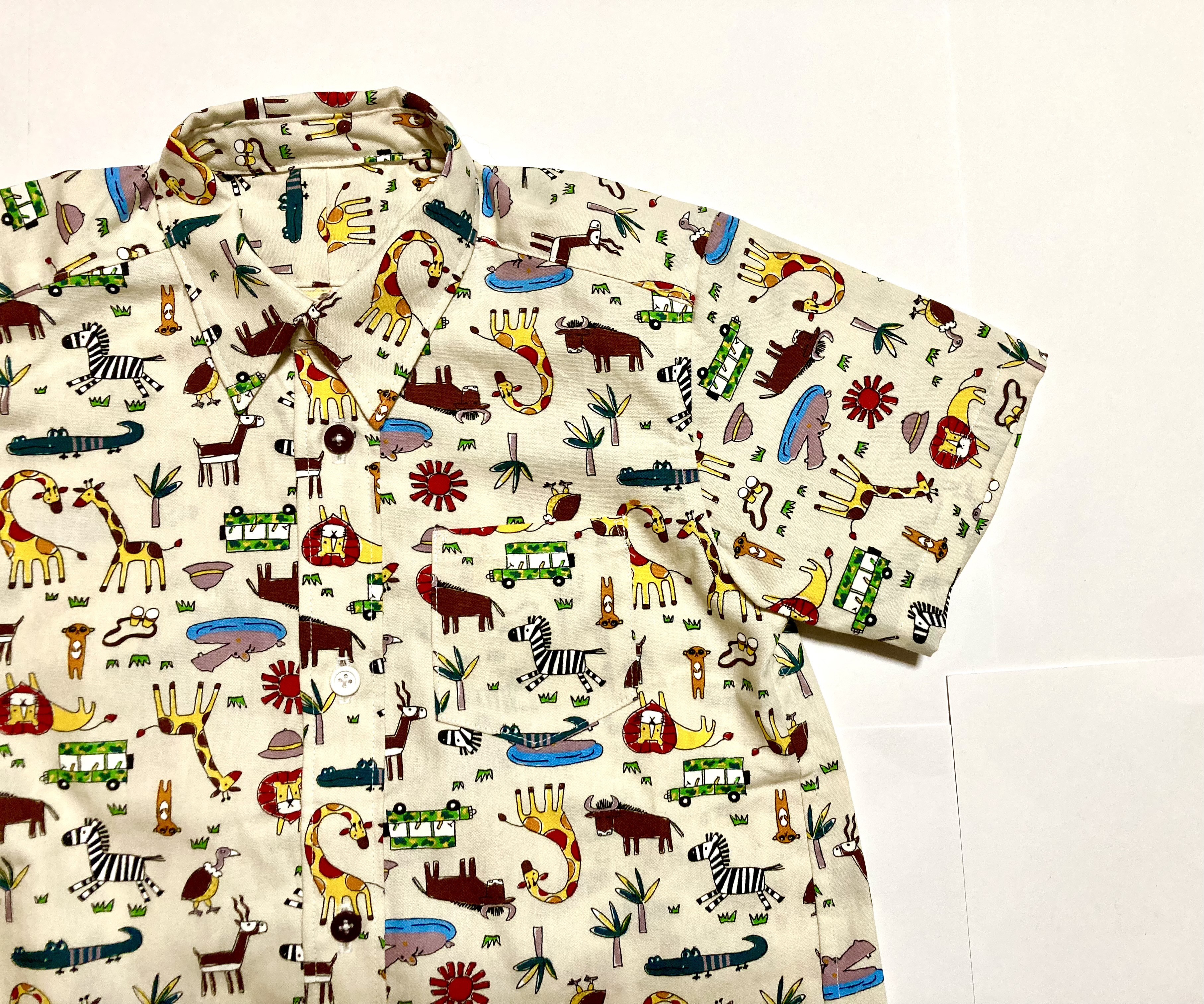 Playful Chic Kids| サファリ柄 半袖シャツ｜120cm｜ハンドメイド