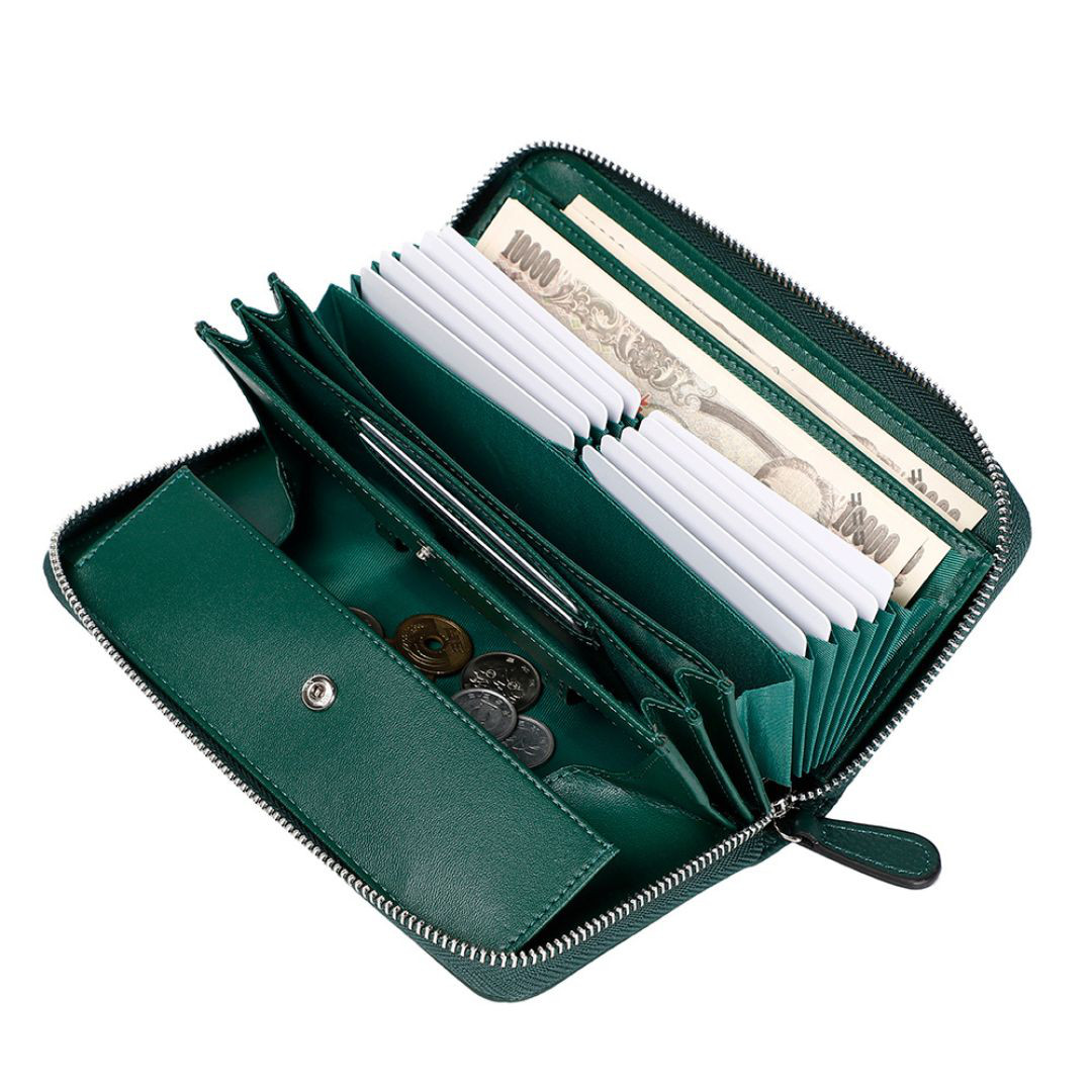 圧倒的な収納力と機能性 イタリアンレザー 大容量 長財布 革財布 本革