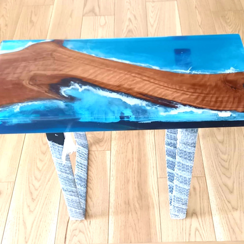 レジンサイドテーブル海岸ツバキ