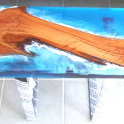 レジン　ローテーブル　無垢材　ツバキ　海岸 2枚目の画像