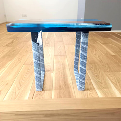 レジン　ローテーブル　無垢材　ツバキ　海岸 4枚目の画像