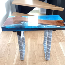 レジン　ローテーブル　無垢材　ツバキ　海岸 3枚目の画像