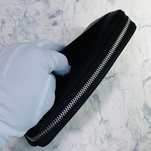圧倒的な収納力と機能性 イタリアンレザー 大容量 長財布 革財布 本革 ブラック系 黒 メンズ レディス 7枚目の画像