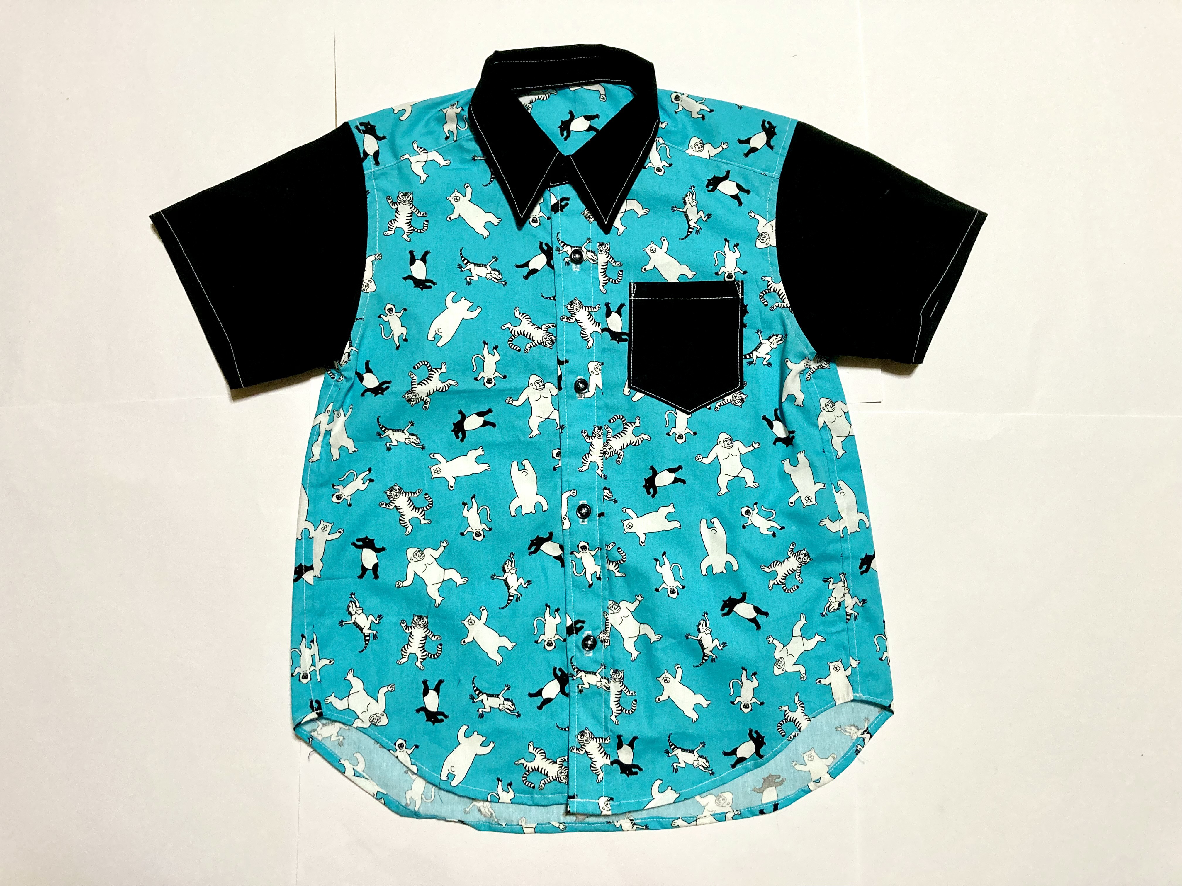 Playful Chic Kids ｜アニマル柄 半袖シャツ｜ターコイズ｜120cm｜